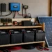 DIY solar battery storage system connected to solar panels for home backup power