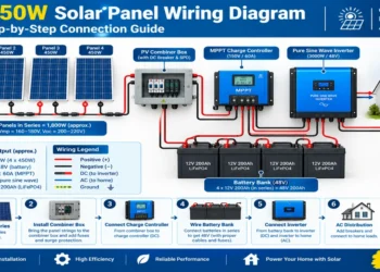 4x 450W solar panel wiring diagram showing series parallel and inverter connections