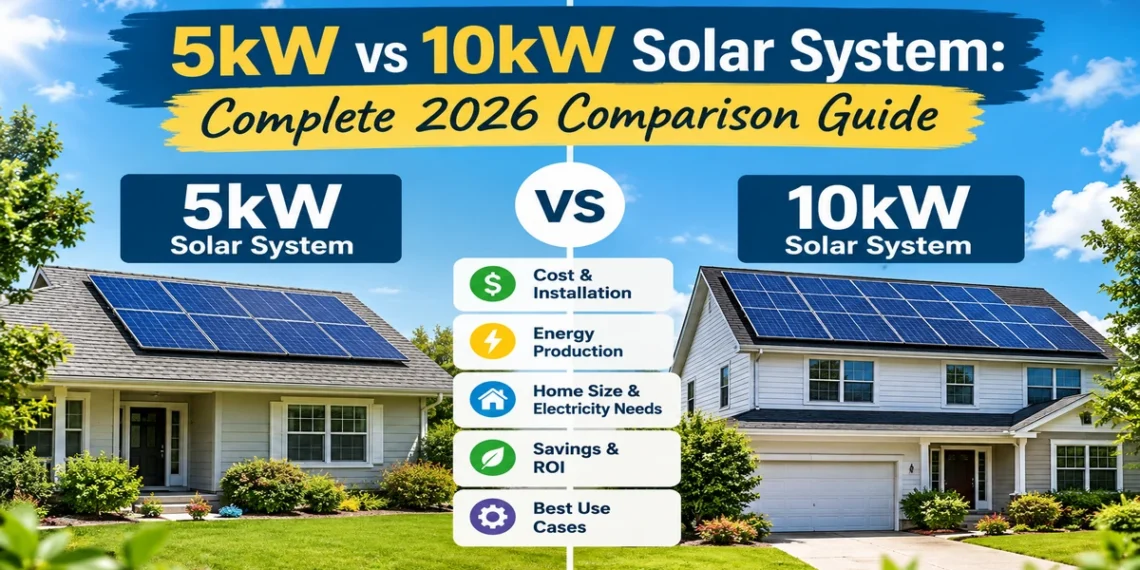 5kW vs 10kW solar system comparison on a modern residential home