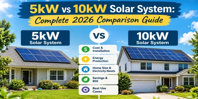 5kW vs 10kW solar system comparison on a modern residential home