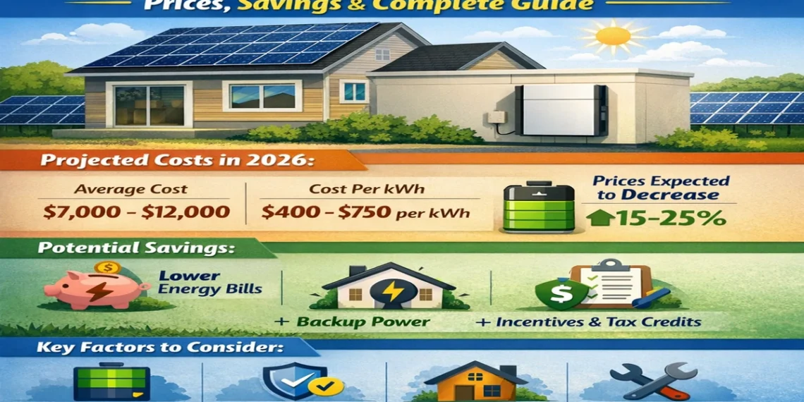 Solar battery storage system cost in 2026 for home solar energy