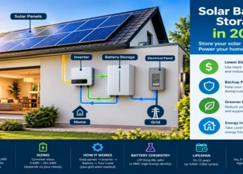 Solar battery storage system connected to home solar panels