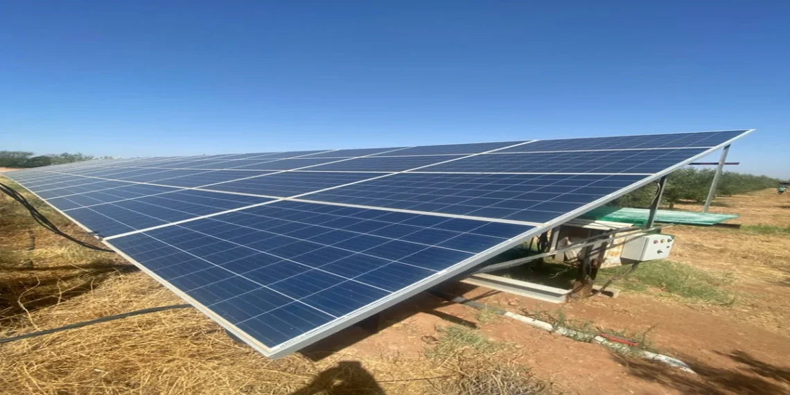 Ground-mounted solar panels installed on residential property in 2026