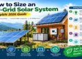 Off-grid solar system with solar panels battery storage and inverter for a home