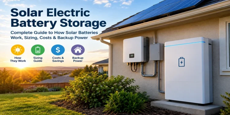 Solar electric battery storage system connected to residential solar panels