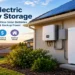 Solar electric battery storage system connected to residential solar panels