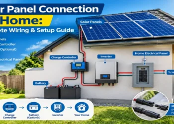Solar panel connection for home with rooftop panels, inverter and electrical panel