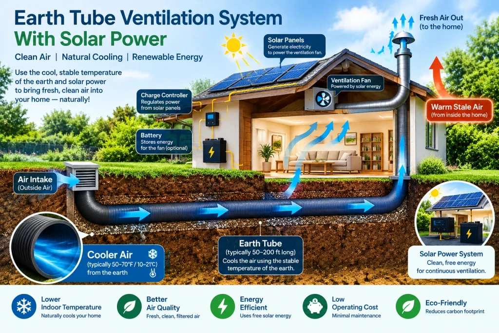 Earth Tube Ventilation System With Solar Power