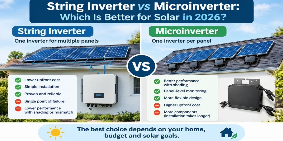 String inverter vs microinverter comparison for a residential solar panel system