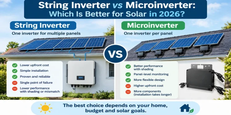 String inverter vs microinverter comparison for a residential solar panel system
