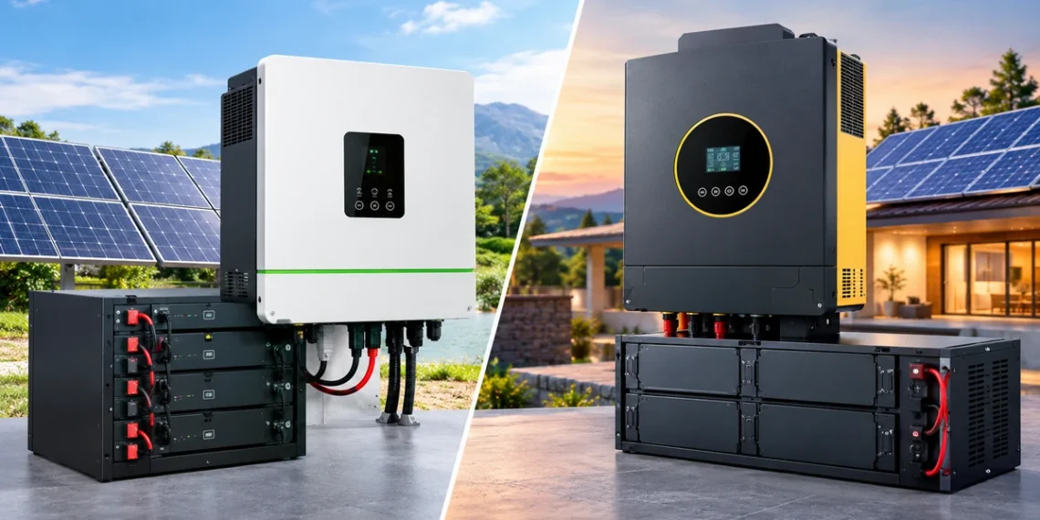 Growatt vs EG4 48V hybrid inverters for an off-grid solar battery system