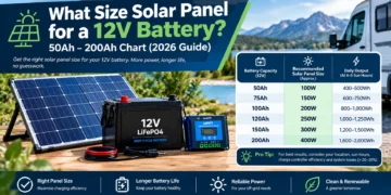 What Size Solar Panel for a 12V Battery? 50Ah–200Ah Chart (2026 Guide)